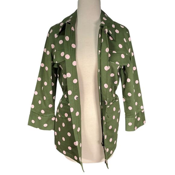 Halogen x Atlantic-Pacific Olive Green Polka Dot Utility Jacket Size Small NWOT - Picture 6 of 14